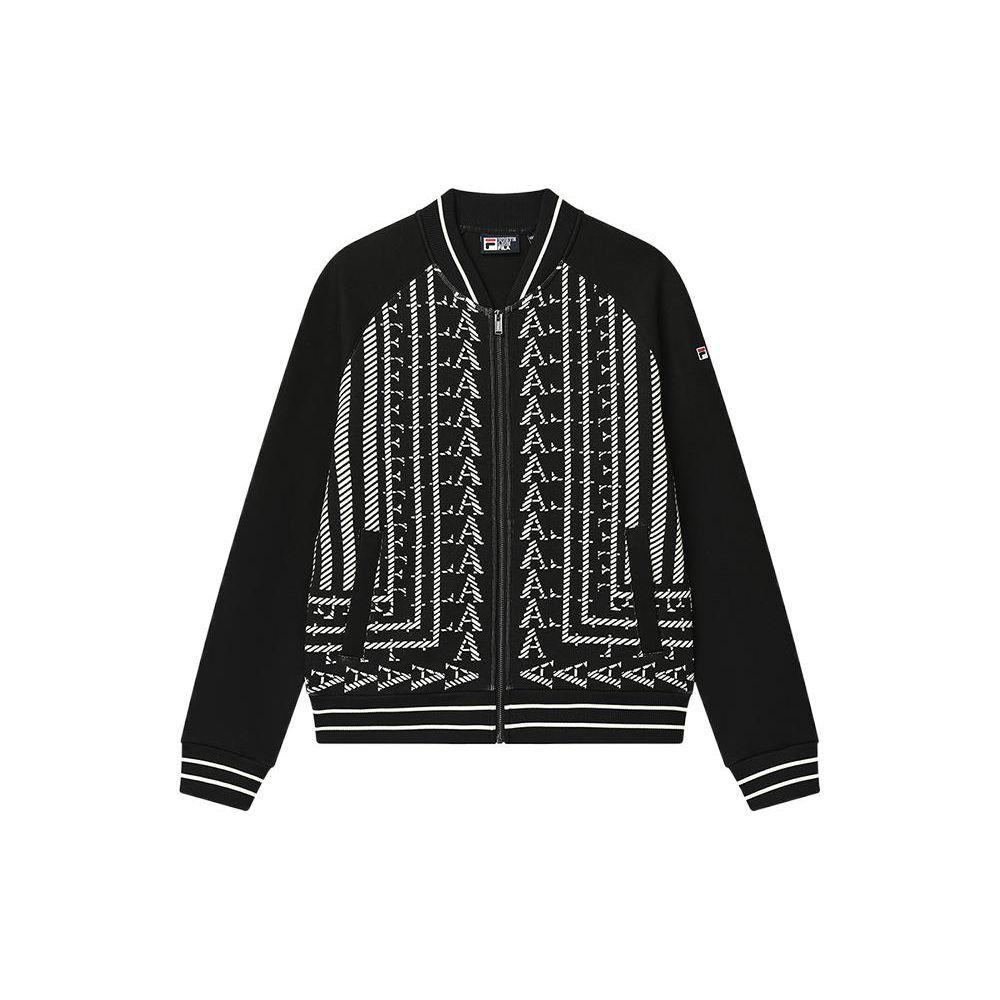 

FILA Геометрический узор Трикотажная куртка с длинным рукавом на молнии Мужские куртки Черный F11M318502F-BK XXL