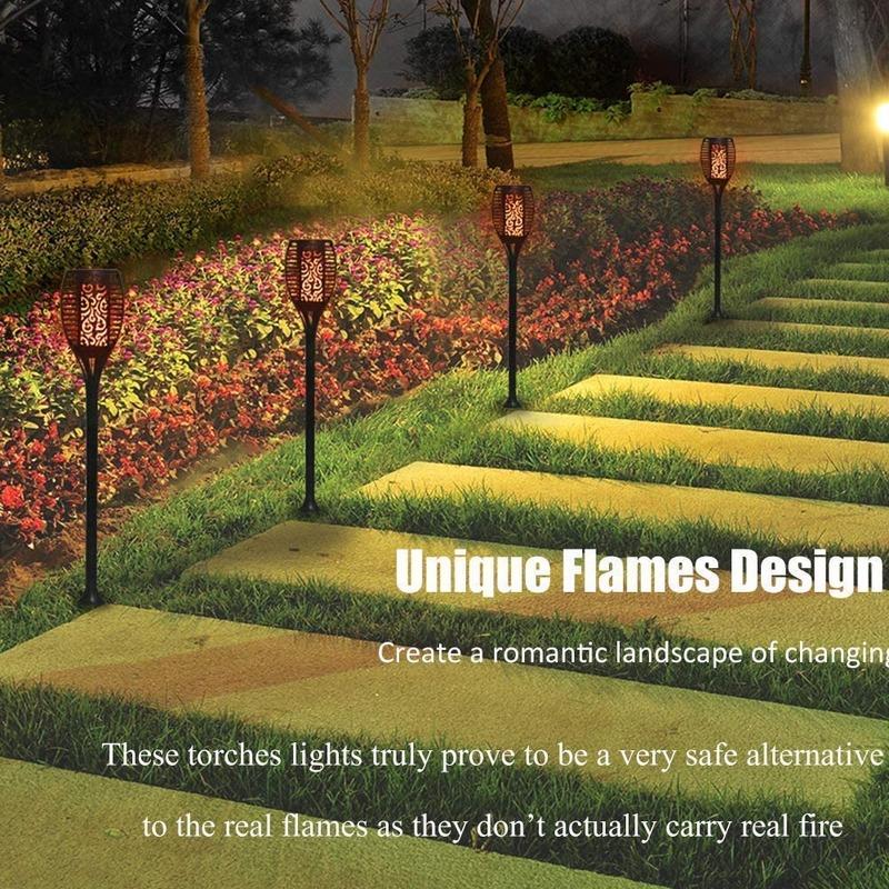 12/33/72/96LED Solar LED Flame Torch Light Outdoor Waterproof Night Auto on/Off Pathway Lamp Garden Landscape Lawn Decor Lantern