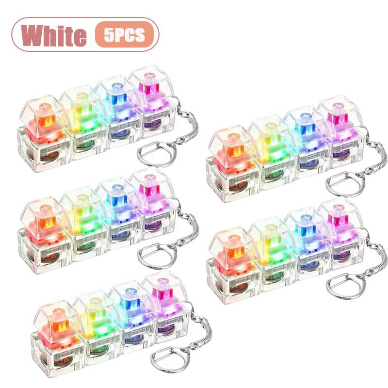 Mechanical Keyboard Switch Tester Keychain Fidget with LED Light DIY Keycap Stress Relief Clicker for Office Desk Anxiety Gift