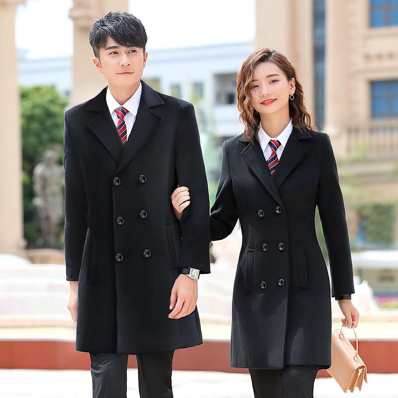 Unisex Professional Double-Breasted Wool Blend Coat