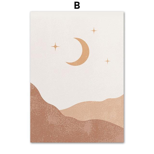 Abstrakte Mädchen Gesicht Blatt Sonne Mond Berg Nordic Poster Und Drucke Wand Kunst Leinwand Malerei Wand Bilder Für Wohnzimmer Dekor