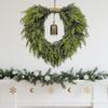 50cm Cedar Heart Shaped Bell Wreath Front Door Hanging Wreath Decor Versatile for Home Party Use