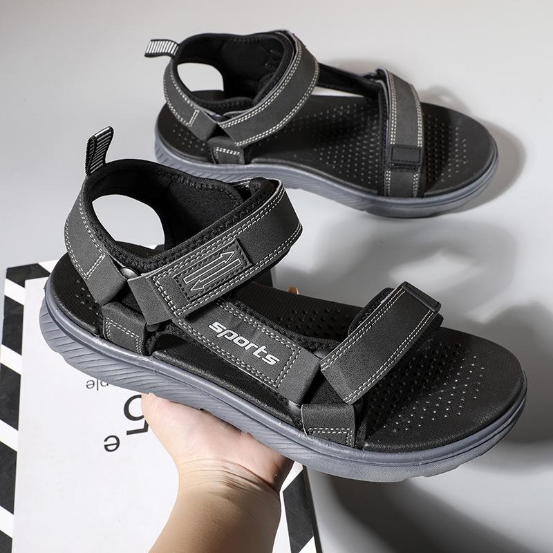 

Мужские летние повседневные нескользящие дышащие пляжные сандалии с открытым носком 40 серый