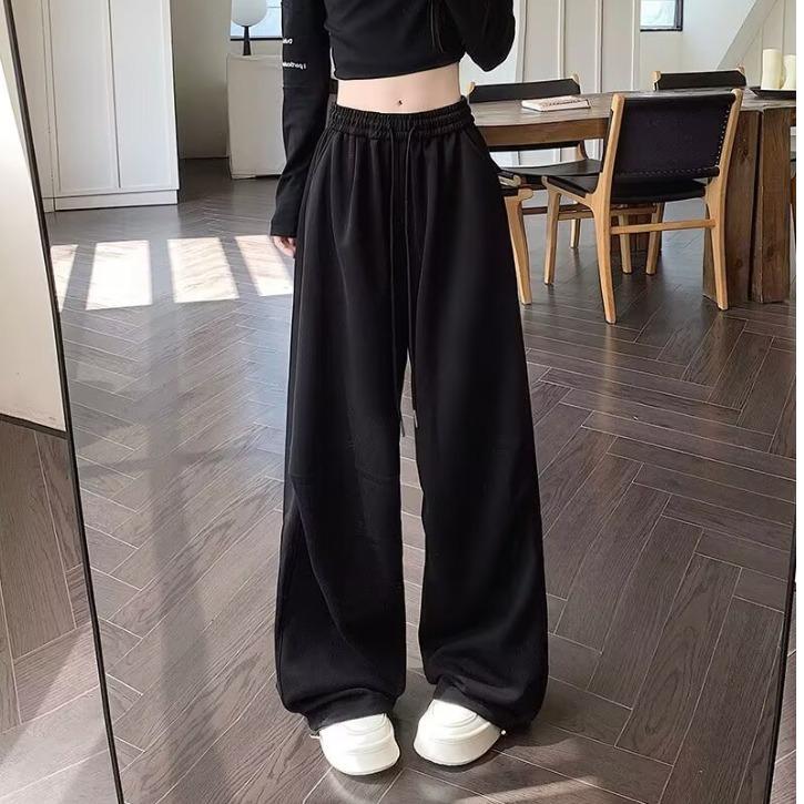 American Gray Hip Hop Wide-Leg Jazz Sweats: Loose, Floor-Length Women's Casual Sports Pants