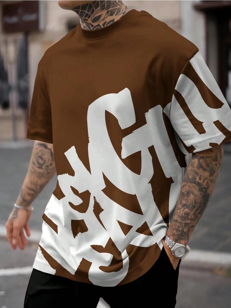 Summer New 3d Printing Men's Casual Short-sleeved T-shirt Polyester Fiber Comfortable Breathable Retro Printed Short-sleeved