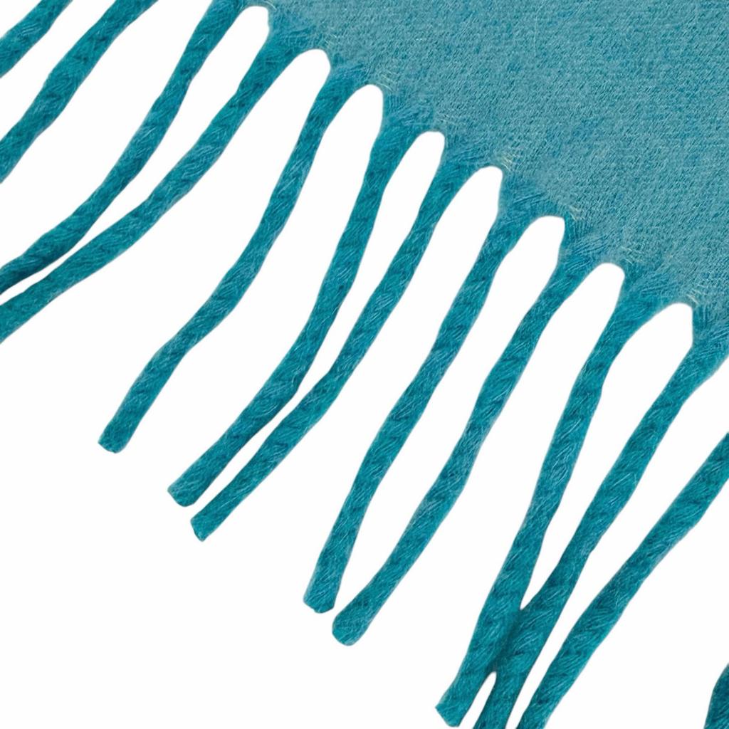 Excellent HERMES Scarf Evelyn H Logo Fringe Bicolor Cashmere Women Used