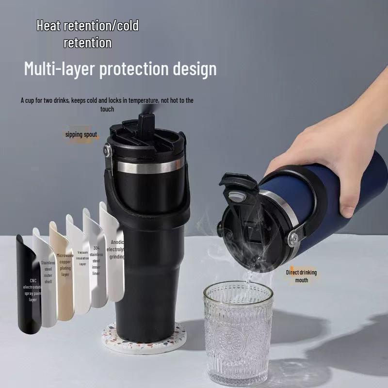 30oz Portable Insulated Stainless Steel Car Cup for Cold Storage