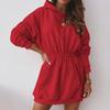 Hooded Long Sleeve Sweater Women's Dress Ladies Hooded Long Sleeve Pullover Dress
