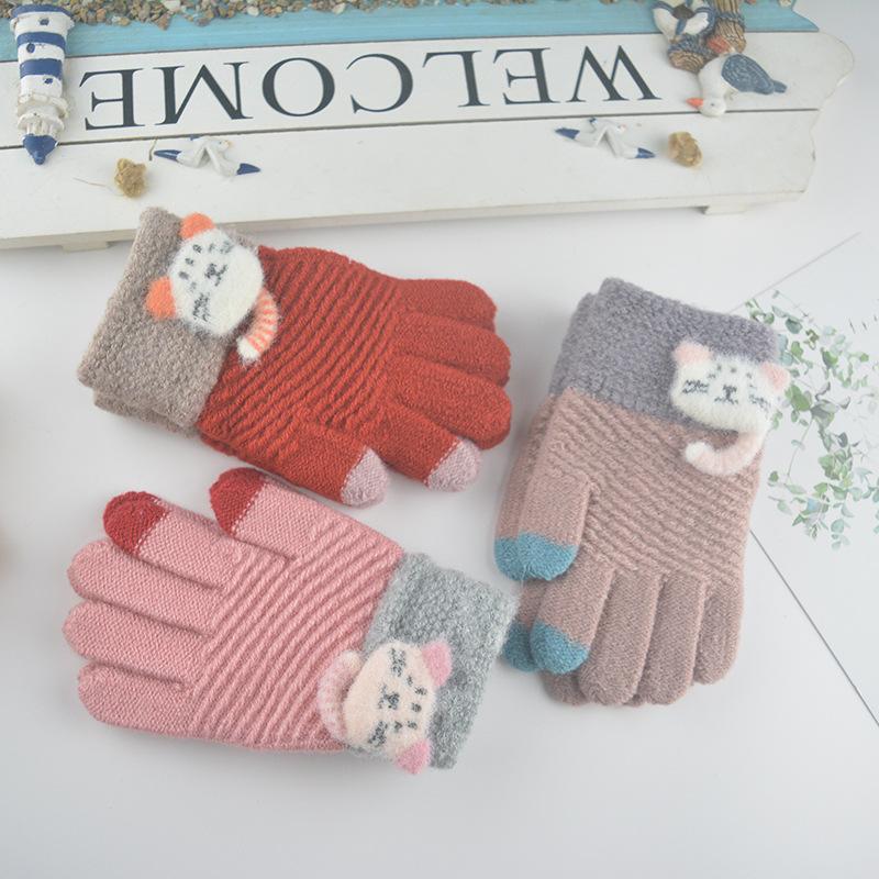 New Children's Knitted Finger Warm Gloves