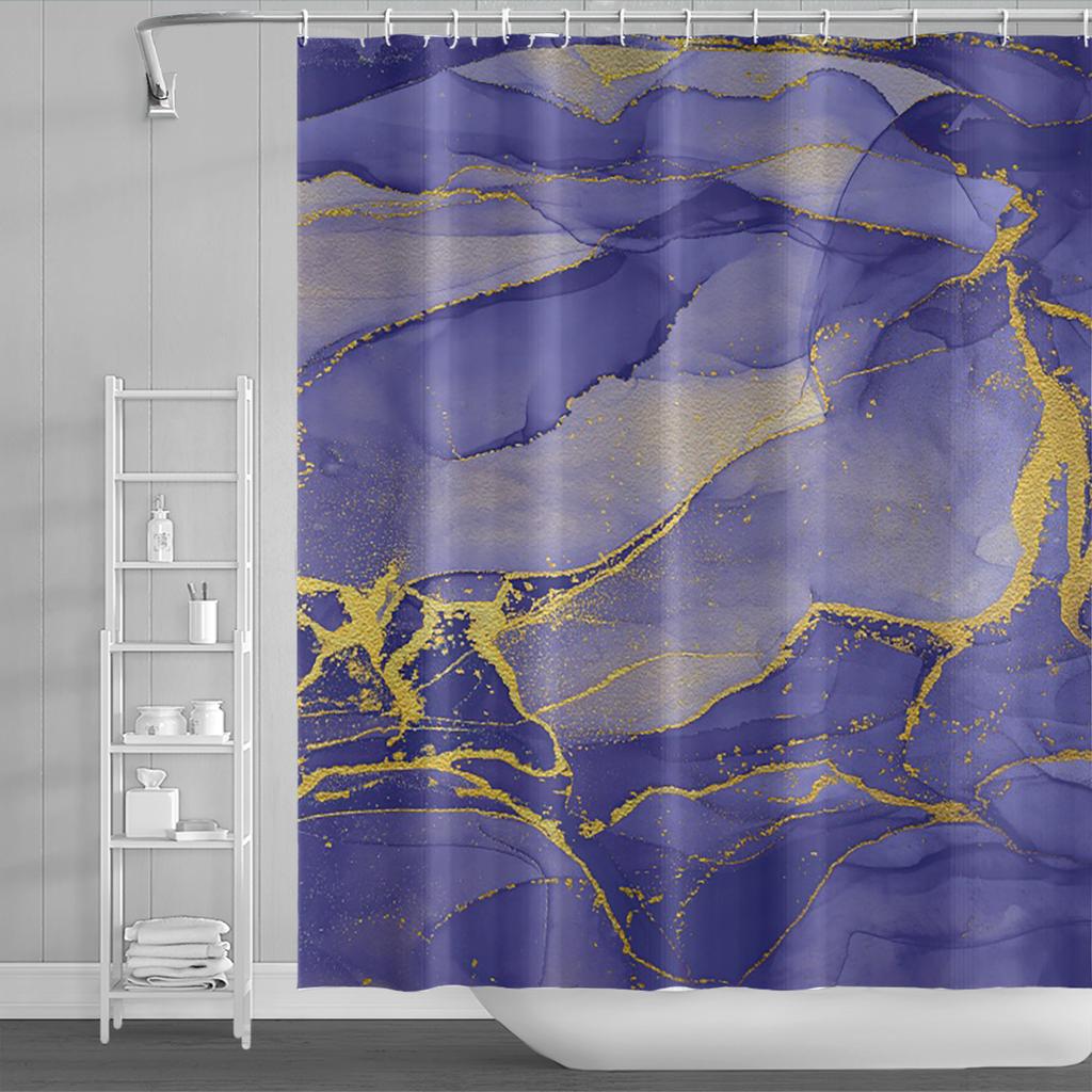 Мраморные занавески для душа с 3D принтом для ванной комнаты, мраморные занавески для ванной с золотыми прожилками, водостойкий чехол для купания из полиэстера с крючками