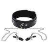 Leather Choker Collar with Nipples Breast Clamp Clip Chain Slave BDSM Sex Toys for Woman Couple Sex Tools Couples Adult Games