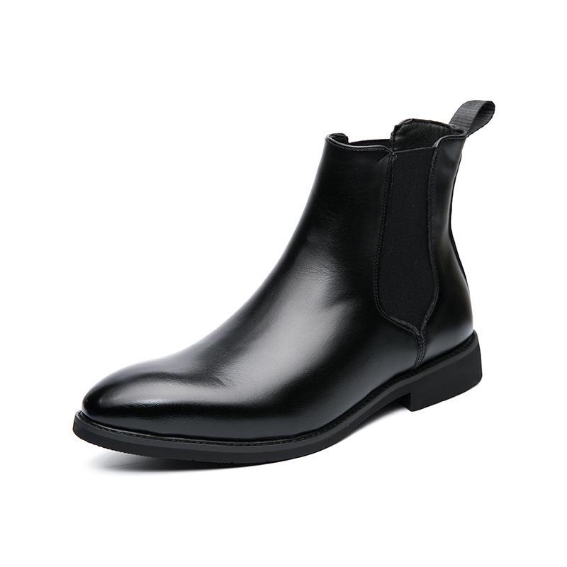 Men s Large Size British Style Leather Chelsea Boots - Autumn/Winter Slip-On Velvet Lined Short Boots. 38 чёрный