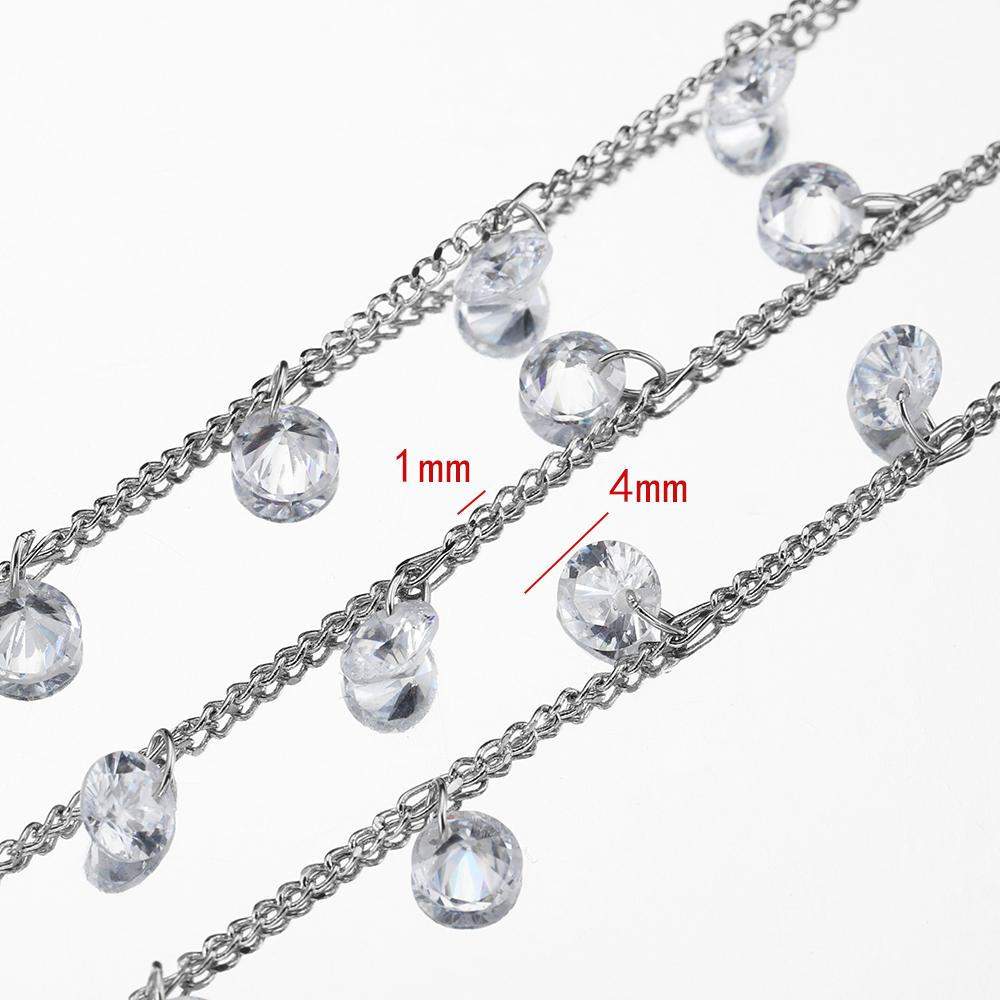 

1meter Crystal Beaded Chain Glass Beads Necklace Bracelet Chain Accessories for Jewelry Making DIY Components Supplies Wholesale