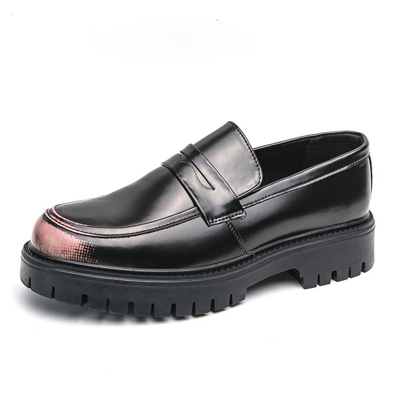 

Breathable small leather shoes men s high sense of the British increase thick sole trend bright face slip- casual loafers 38