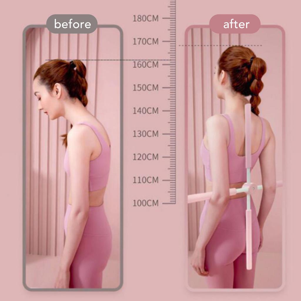 Yoga Body Stick Open Back Stick Standing Posture Back Stretcher Open Shoulder Pink for Training