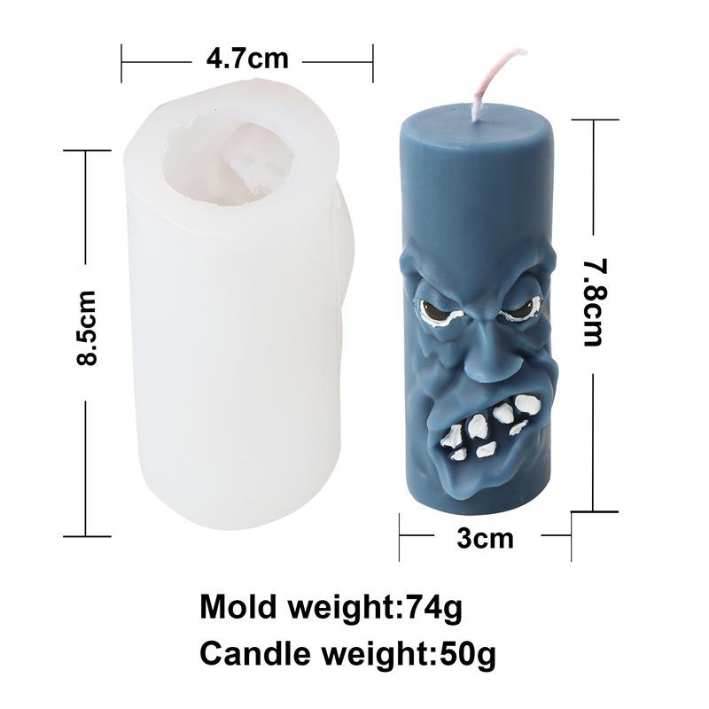 3D Joy Angry Face Pillar Funny Expression Silicone Candle Mold DIY Lively Facial Expression Pillar Wax Mould Home Decor Gifts
