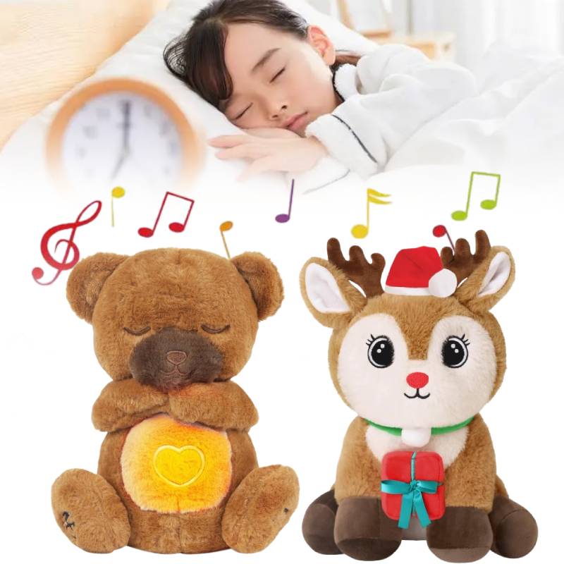 Anxiety Relief Plush Toy Cow Christmas Deer Bear Breathing Musical Soothing Doll