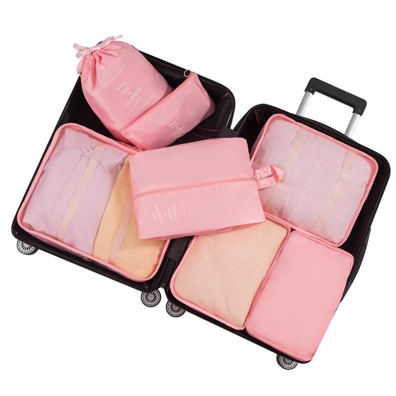 7 Pcs/Set Travel Organizer Storage Bags Suitcase Packing Cubes Set Cases Portable Luggage Clothes Shoe Tidy Pouch Folding