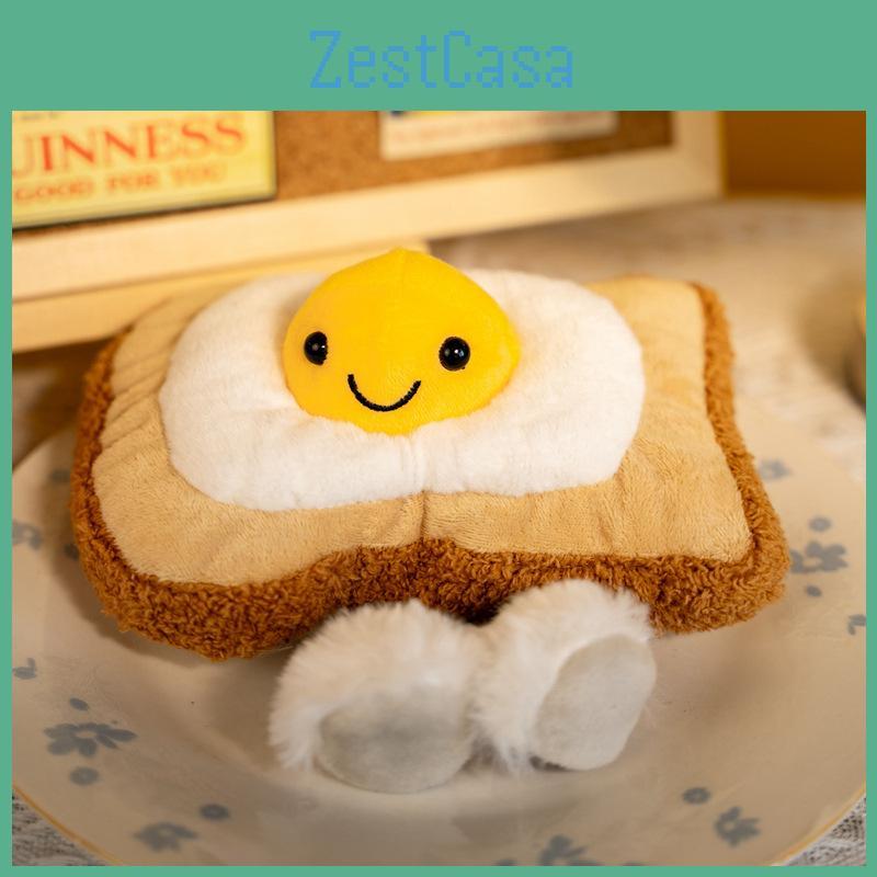 Fried Eggs Toast Plush Breakfast Toy With Face Girls Bedroom Decoration Gift