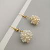 South Korea's new freshwater pearl women's earrings, retro magazine natural millet ball beads temperament round earrings women