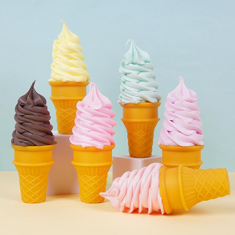 Simulation Ice Cream Cone Prop: Crispy Sweet Cone Model for Night Market Stall or Dessert Decor