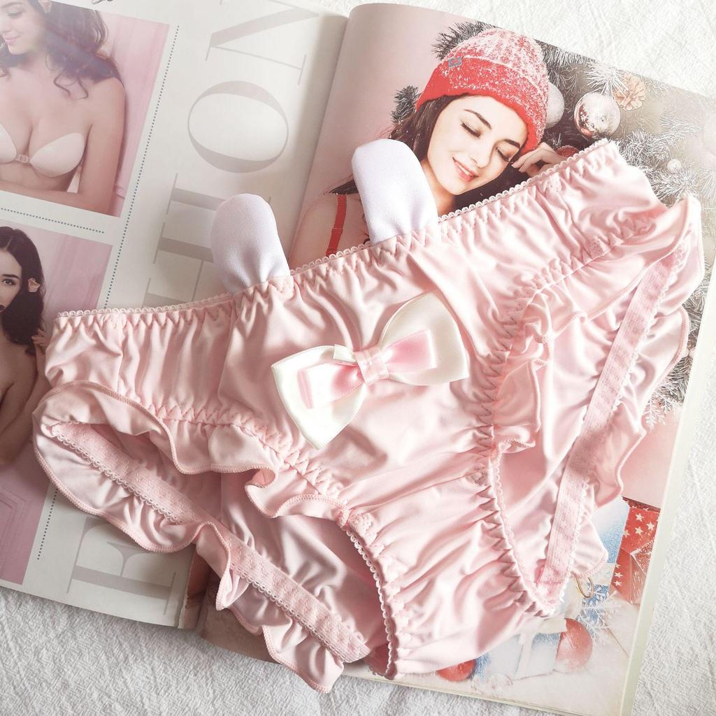 Søte Anime Kaninører Dame Truser i Is-silke - Komfortable og Pustende Undertøy i Japansk Stil