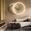Living Room Decoration Painting Moon Led Light Wall Clock Home Decor Backdrop Silent Clock Bedroom Decorative Gifts