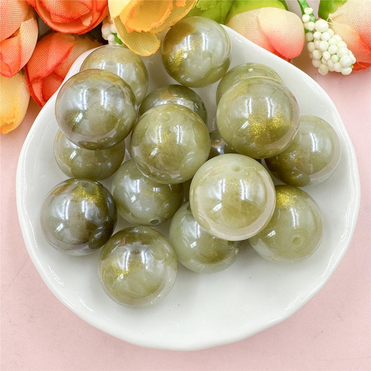 

Ювелирные аксессуары ручной работы DIY Ювелирные изделия 20 шт. Акрил Для изготовления браслетов и сережек Золотой порошок Бисерные материалы Глазурованные 16 мм Свободные бусины круглые зелёный