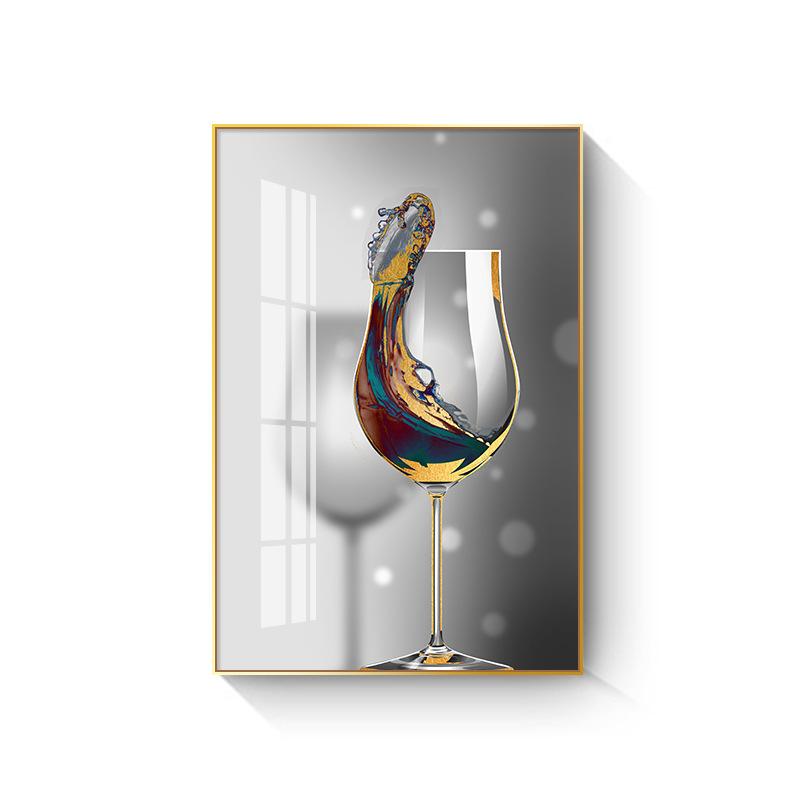 New Chinese Style Wine Glass Canvas Painting Light Luxury Feathers Posters and Prints for Kitchen Dinning Wall Decoration Quadro