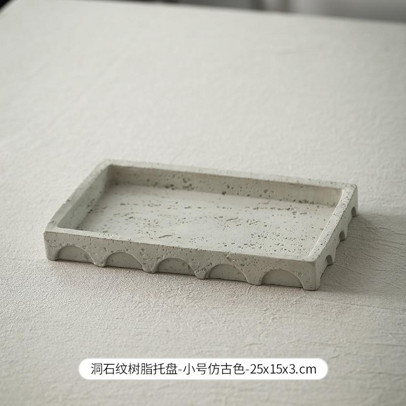 

Travertine texture medieval tray B & B model room desktop ornament home bathroom living room entrance storage decorative plate