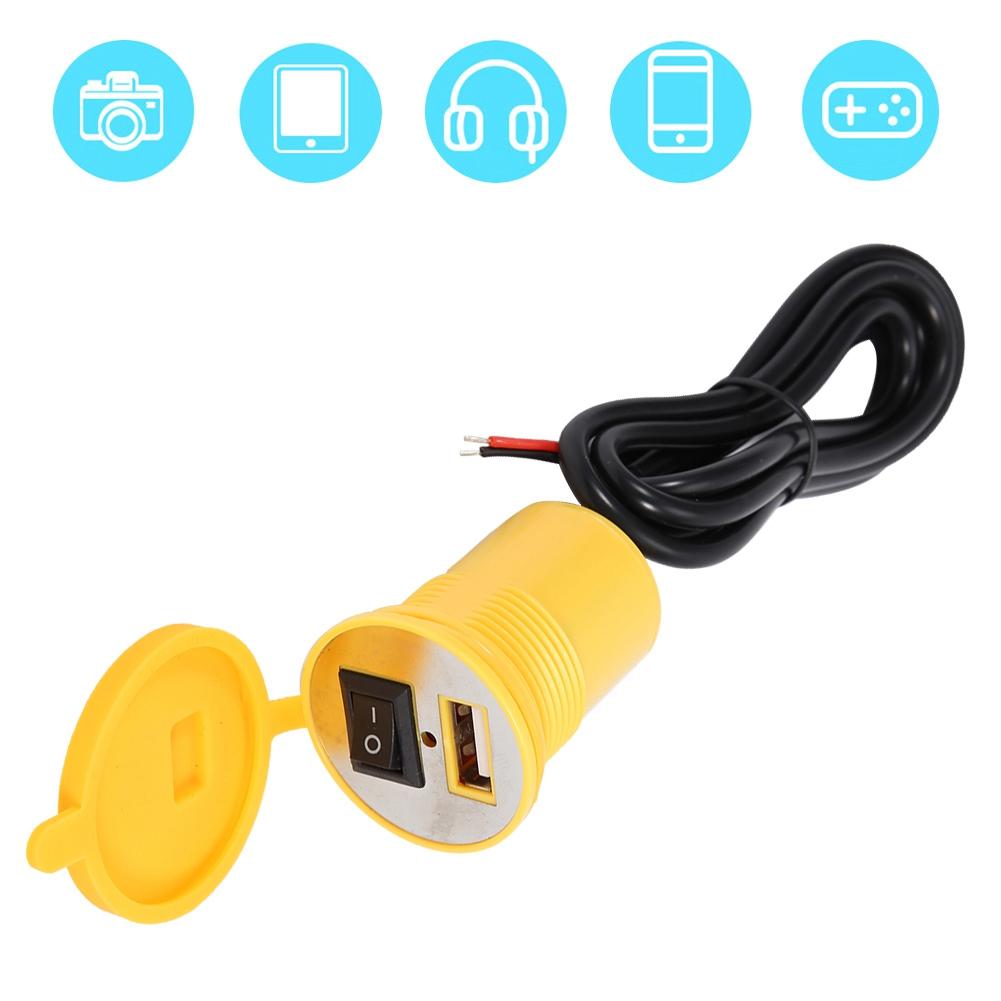 Motorcycle Handle Bar Phone Holder Waterproof USB     12V with   (Yellow)