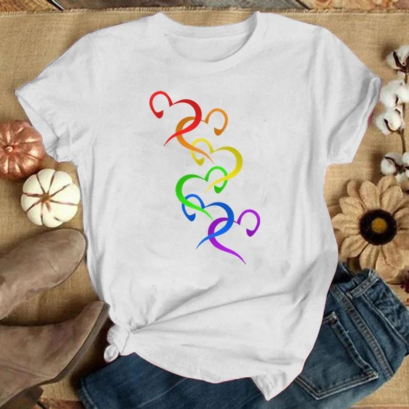 LGBT Love Printing T-Shirt Women Men Tees Round Neck T-Shirt