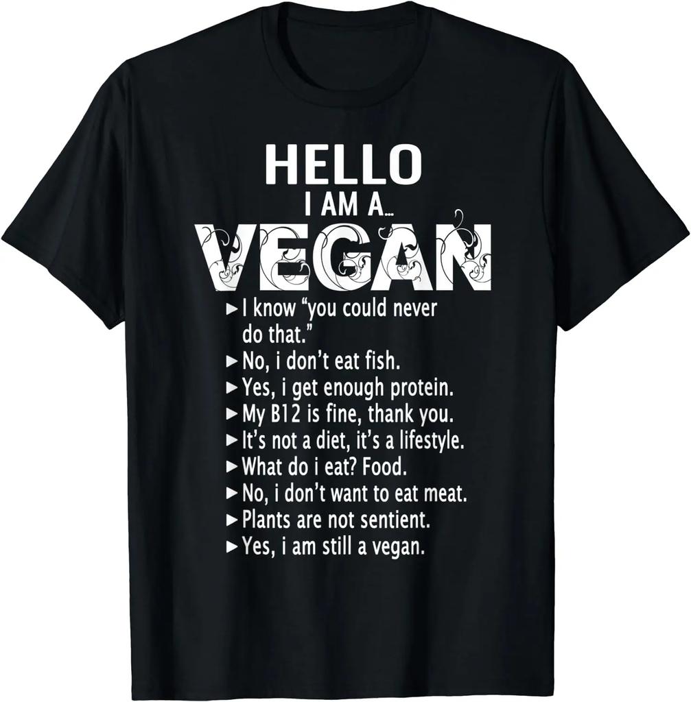 Vegan All Things Proud Vegan Personality Simple Cartoon Custom Printed T-shirt Men High Quality Printed Classic Street Top Men