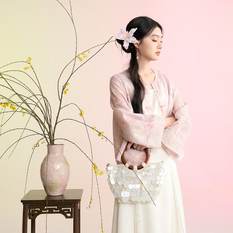 Sancai Floating Light Flower Shadow Jacquard Cardigan