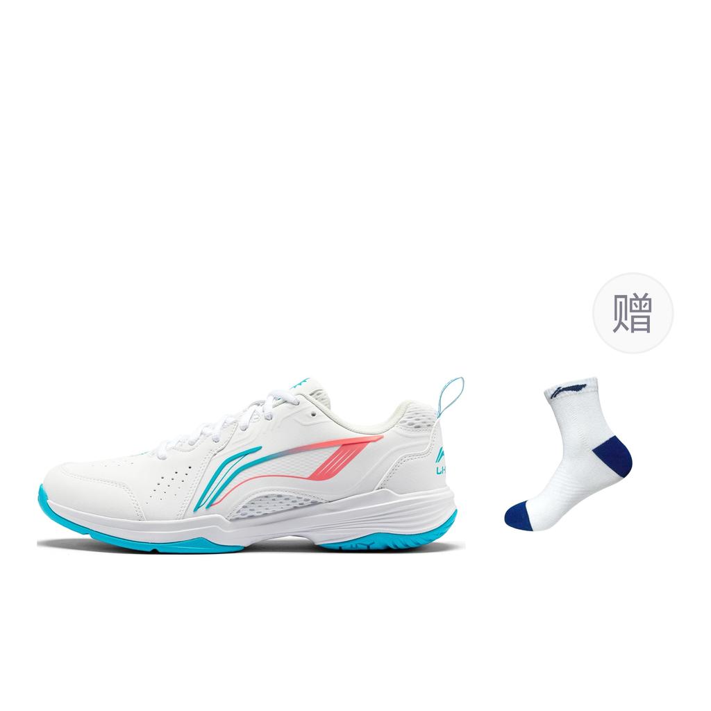 Li Ning Flying Eagle Slip Resistant, Abrasion Resistant, Breathable Badminton Shoes Unisex White Blue AYTU001-2