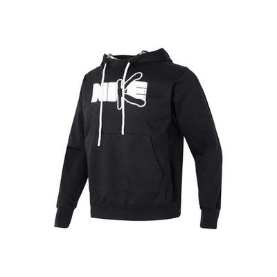 Letter Print Casual Hoodie for Men Black