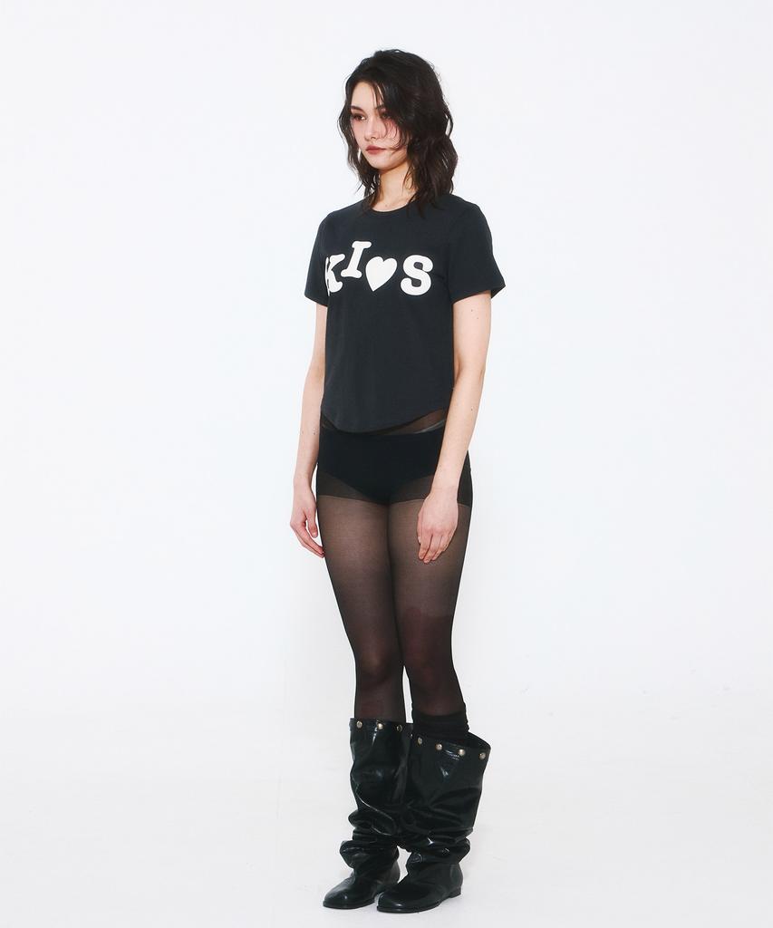 Kimseupeulesikoteunmakes Bumpy Kiss Logo T-Shirt Charcoal