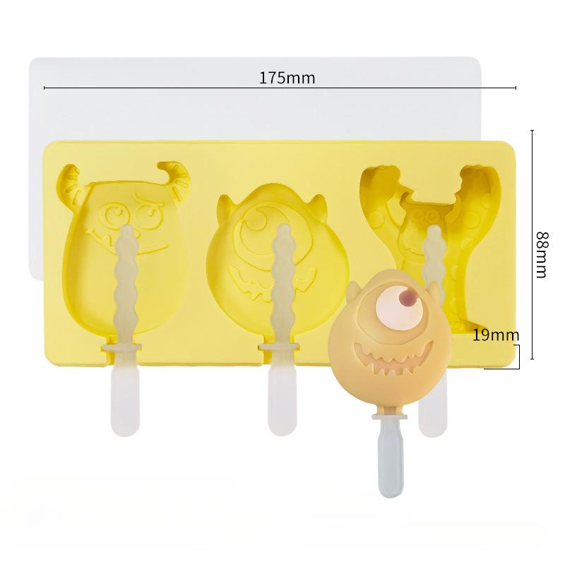 

Мультяшный монстр-динозавр, силиконовая форма для мороженого с крышкой, кролик, медведь, эскимо, форма для лотка для кубиков льда, подарок для сыра, кухонные аксессуары жёлтый