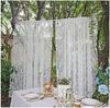 White Floral Embroidered Lace Sheer Curtains Rod Pocket Window Voile Drapes for Living Room Bedroom Wedding Stage Decor