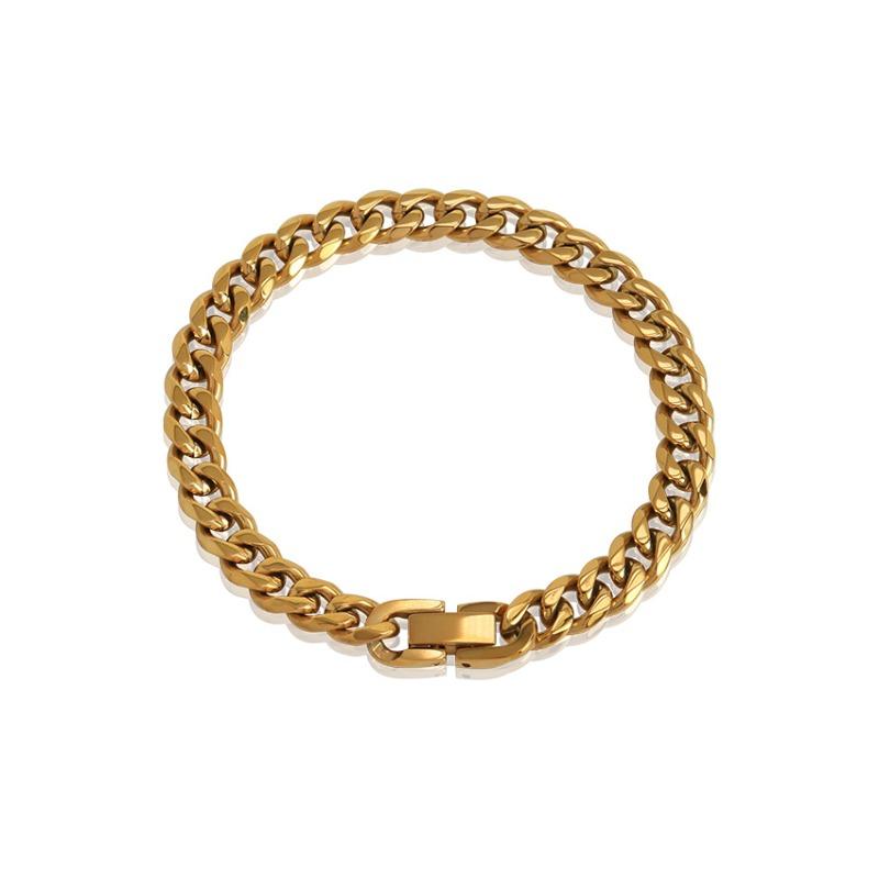 Meier Trendy ins punk style personalized hip-hop cuban link stainless steel necklace bracelet