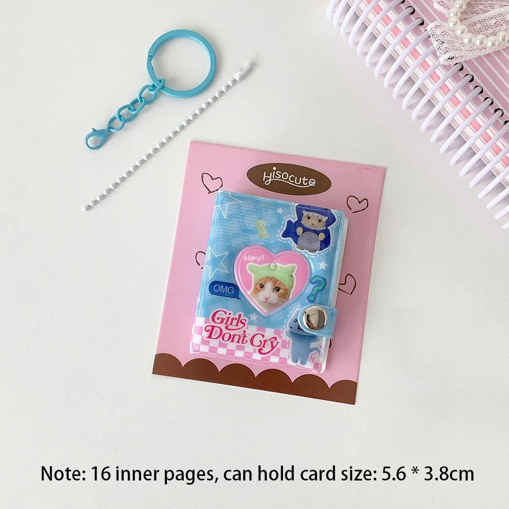 

Mini photo album 2-inch ID photo storage book with 16 inner pages, star chasing small card book display bag pendant синий