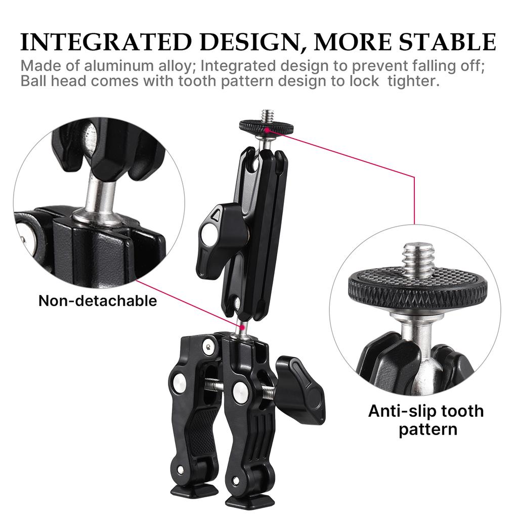Multi-functional Clamp Bicycle Handlebar Adapter Mount Ball Mount Clamp Dual 360 Degrees Rotatable Ballhead