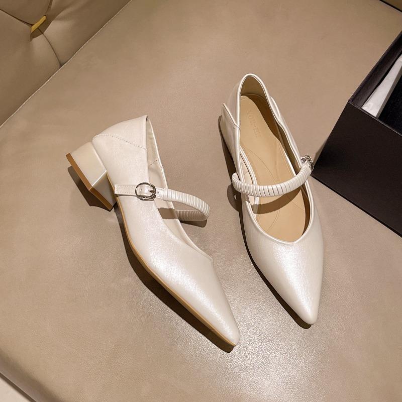 Fashion 2025 New Water Diamond High Heels Mary Jane Women's Single Shoes with Thin Heels and Pointed Shallow Mouth Women's Wedding Shoes