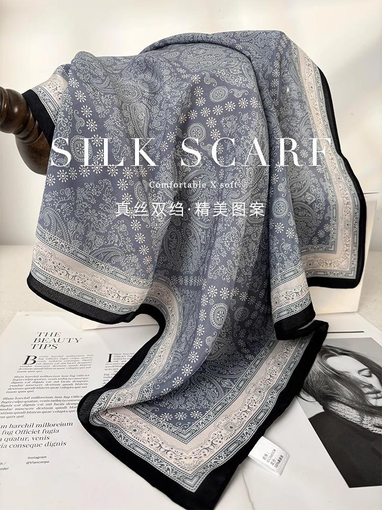 100% mulberry silk 65 double crepe silk square scarf women s spring and summer high-end light luxury versatile scarf gift silk scarf