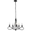 Rustic Style Ceiling Chandelier, Black Woven Steel with 5 Adjustable and Foldable Candlesticks diameter 58 x 45cm