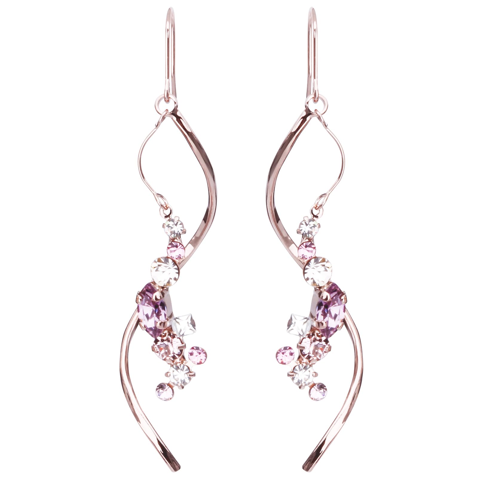 

LOKUMI Made in Preciosa Present Gold x LT Earrings, Japan, Crystal, Hypoallergenic, Hook, Bijou, Large, Swing, Women s, Simple, Popular, Swinging,