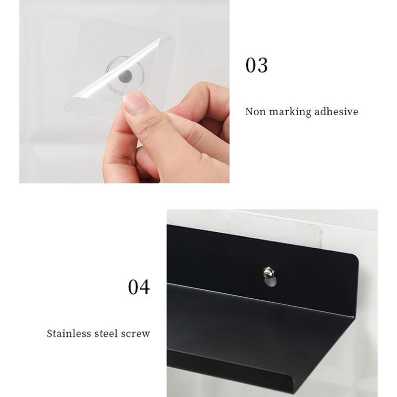 Aluminum Alloy Living Room Floating Shelves No Drilling Bedroom Decoration Wall Shelves Bathroom Storage Rack