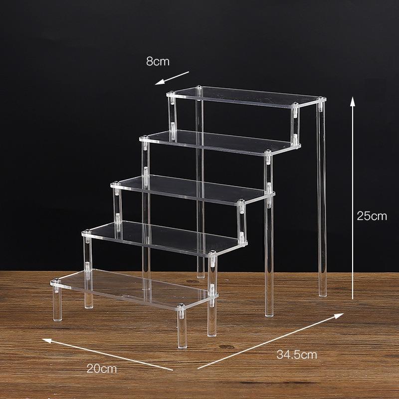 1-5 Tier Acrylic Display Stand,Clear Display Riser Rack for Cupcake,Perfume Doll Décor and Organizer Amiibo Funko POP Figures