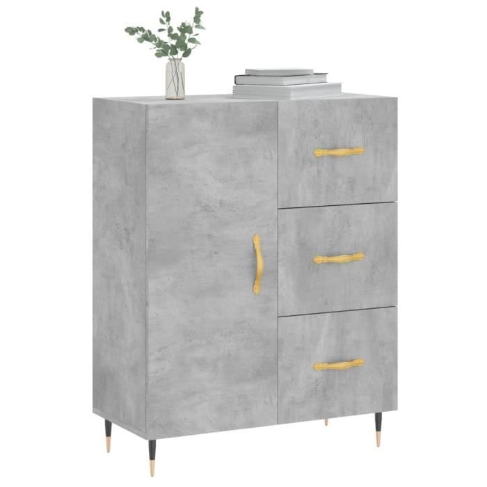 VidaXL Buffet gris béton 69,5x34x90 cm bois d'ingénierie 827896