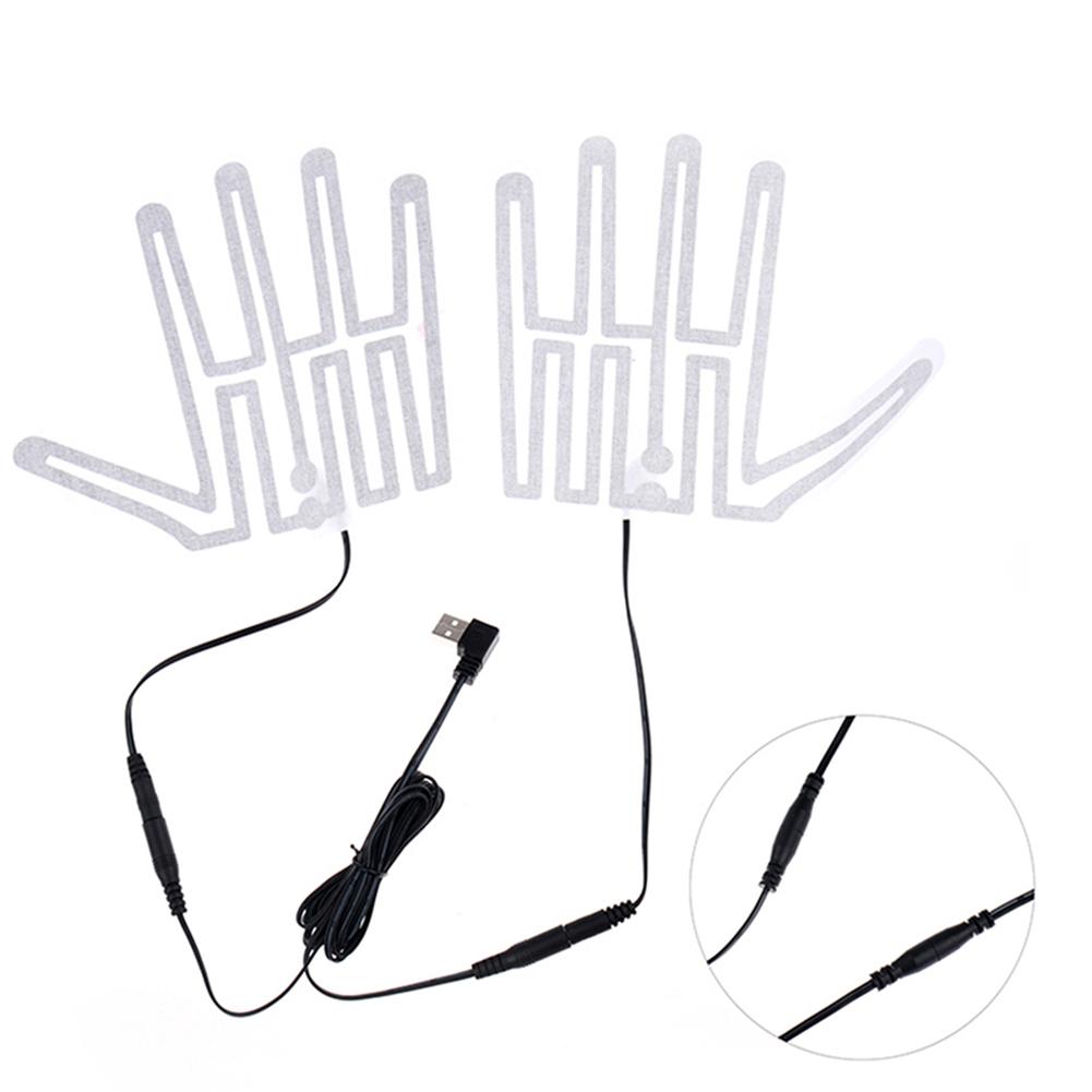 1 Pair Five-Finger Thermal Gloves Heating Pad Carbon Fiber 5V Electric Insulation Heating Film for Outdoor Skiing